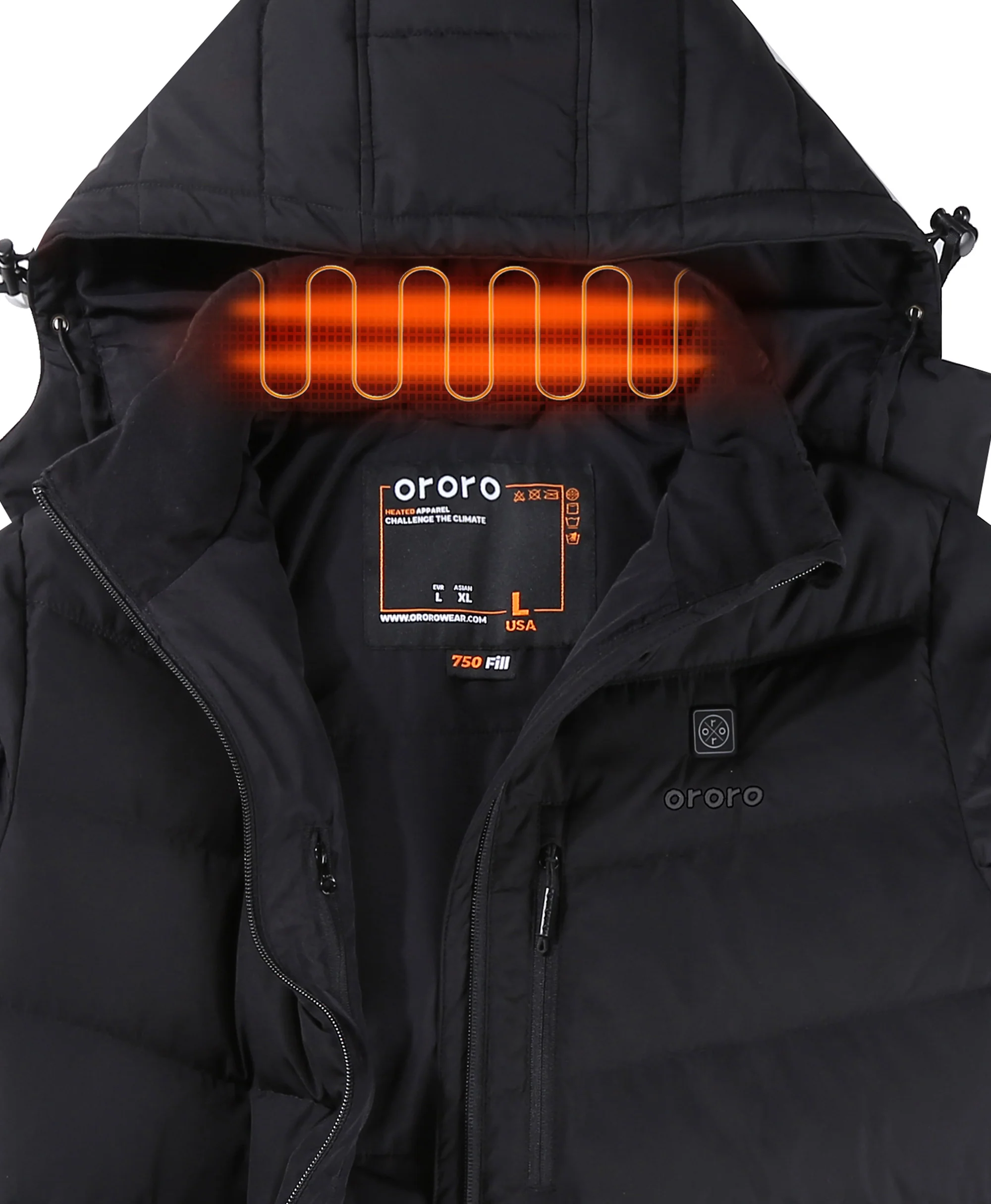 Men's Heated Down Jacket - Black - Image 10