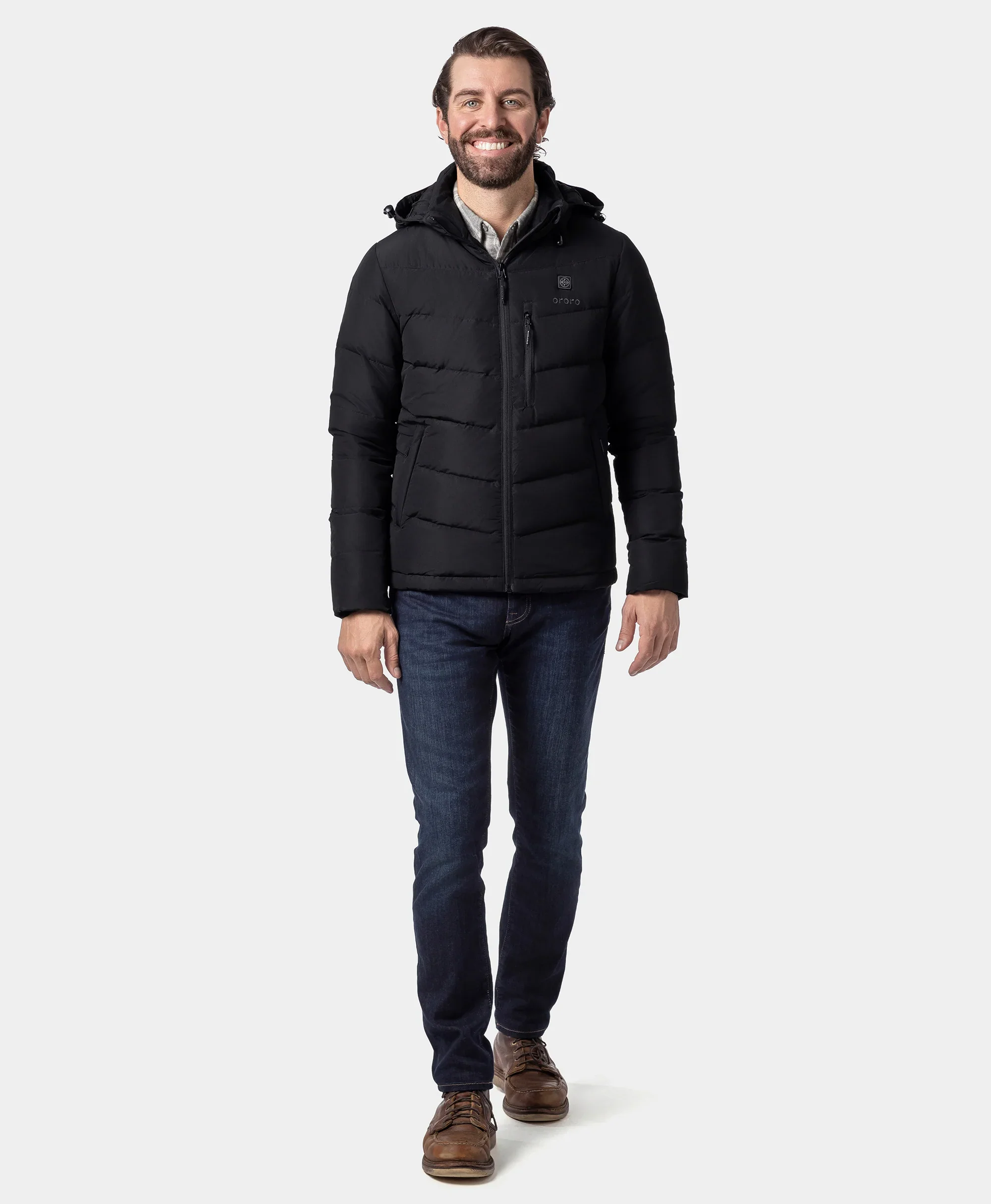 Men's Heated Down Jacket - Black - Image 11