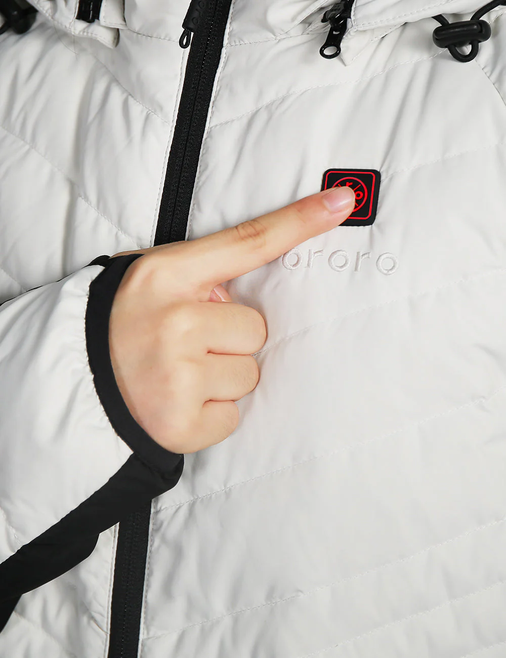 (Open-box) Women's Heated Down Jacket - Black/White (Battery Set Not Included) - Image 7