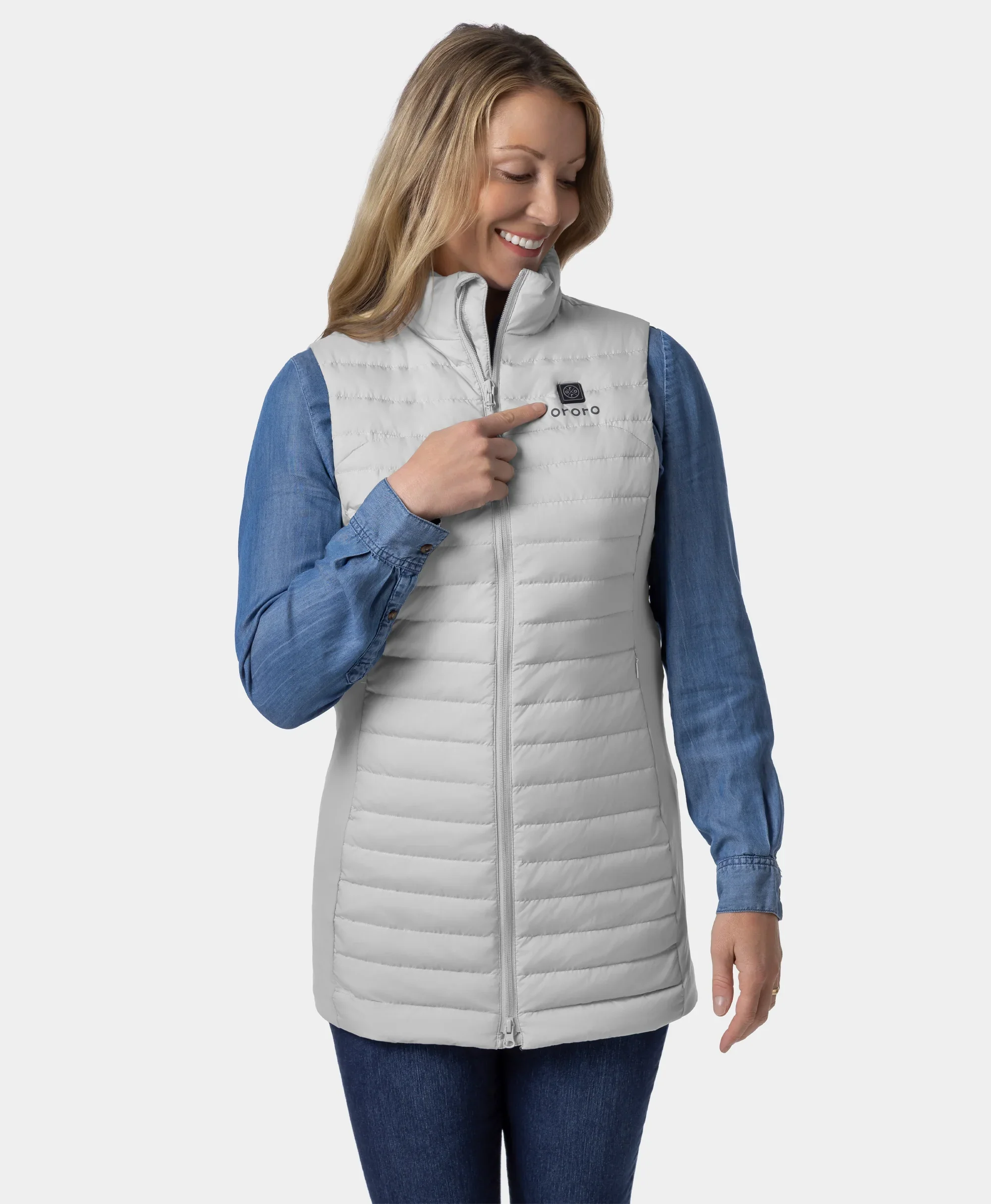Cloudmere Women's 5-Zone Heated Long Down Vest - Image 11